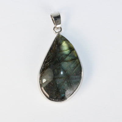 1pc labradorite  25-30*30-40mm gemstone  pendant with silver plated loop bail