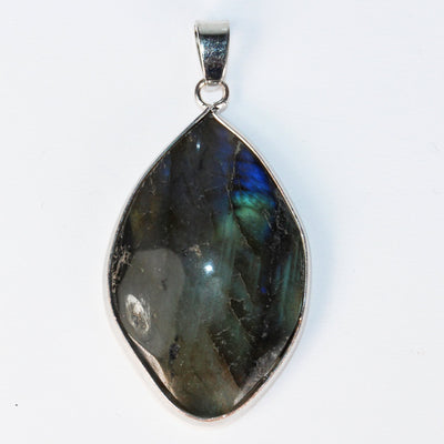 1pc labradorite  25-30*30-40mm gemstone  pendant with silver plated loop bail