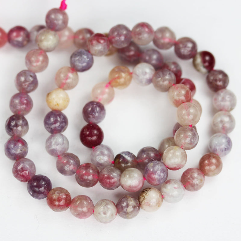 Pink tourmaline, 8mm pink round gemstone strand, 15.5 inch , about 50 beads , 1mm hole