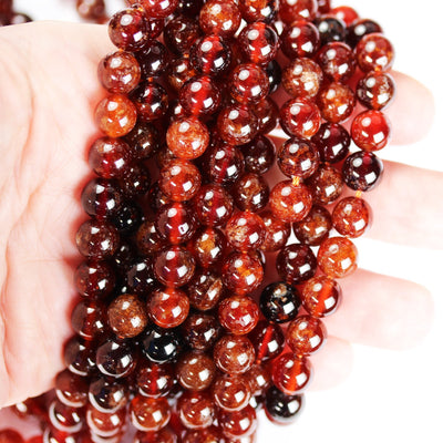 Natural orange garnet, 6mm round gemstone, one full strand, hole 1mm, 16" strand, about 60beads