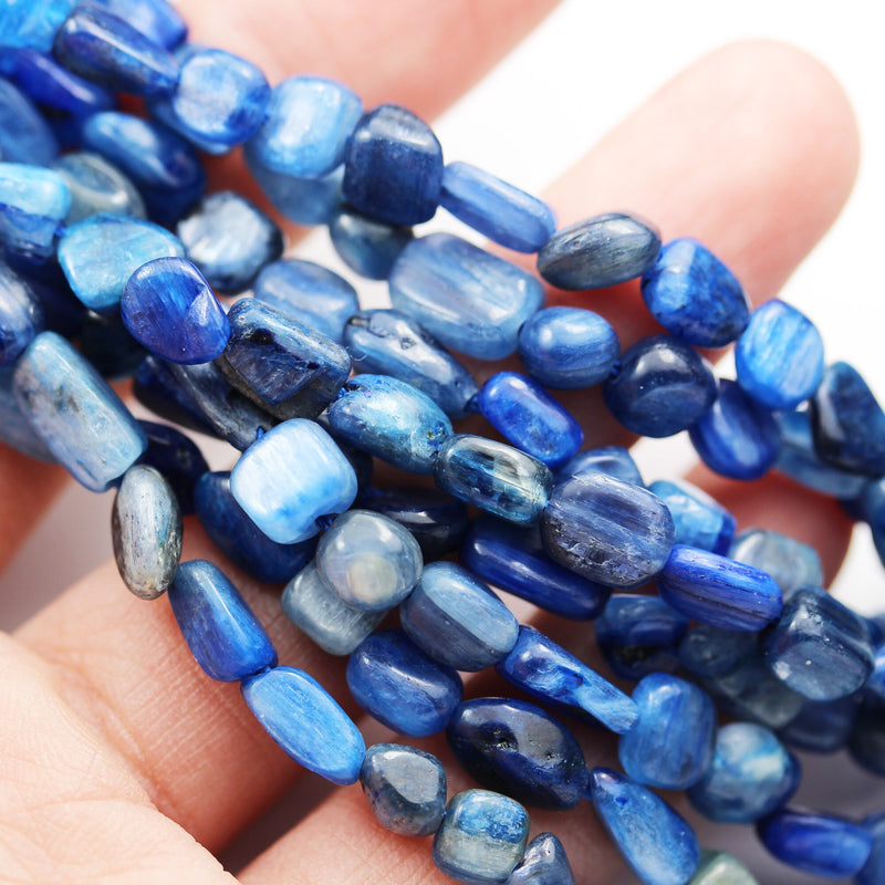 Natural Kyanite,7-10mm*7mm Natural nugget shape Gemstone Chips, 16 inch ,1mm hole