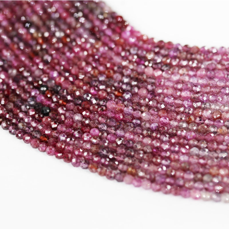 Natural Multicolor Ruby, 3mm faceted round natural gemstone beads, 150beads, 15.5 inch , 0.6mm hole