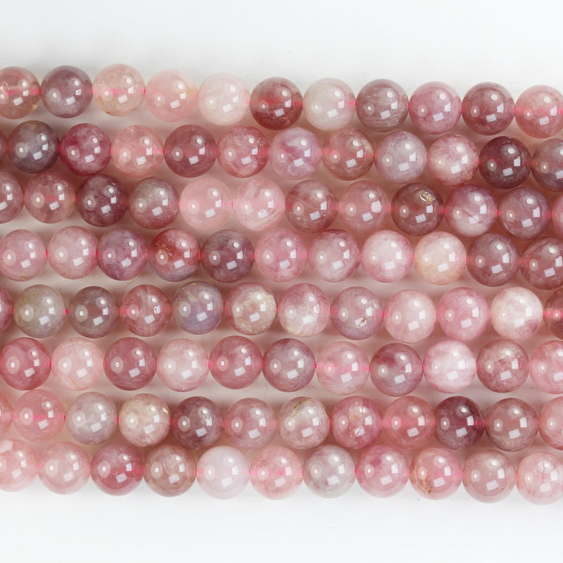 Natural Madagascar Rose Quartz Gemstone, pink and purple color 8mm round strand, 16" strand, about 47 beads, hole 1mm