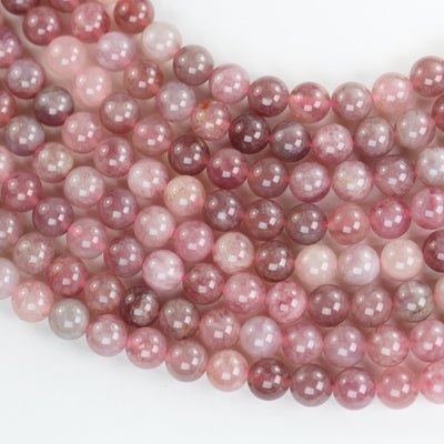 Natural Madagascar Rose Quartz Gemstone, pink and purple color 8mm round strand, 16" strand, about 47 beads, hole 1mm