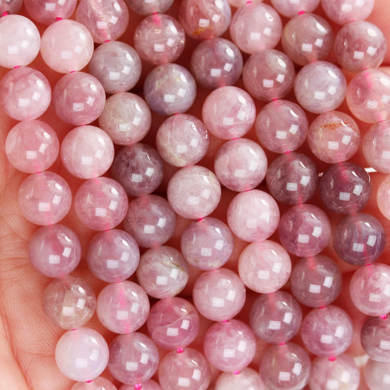 Natural Madagascar Rose Quartz Gemstone, pink and purple color 8mm round strand, 16" strand, about 47 beads, hole 1mm