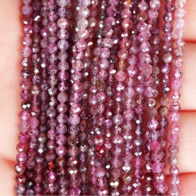 Natural Multicolor Ruby, 3mm faceted round natural gemstone beads, 150beads, 15.5 inch , 0.6mm hole