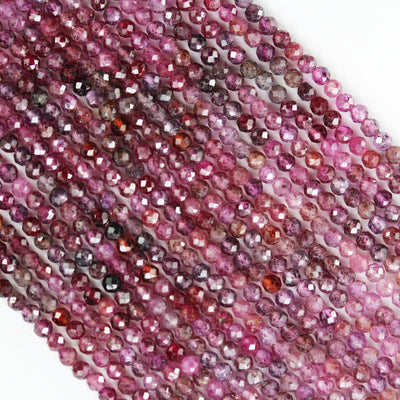 Natural Multicolor Ruby, 3mm faceted round natural gemstone beads, 150beads, 15.5 inch , 0.6mm hole