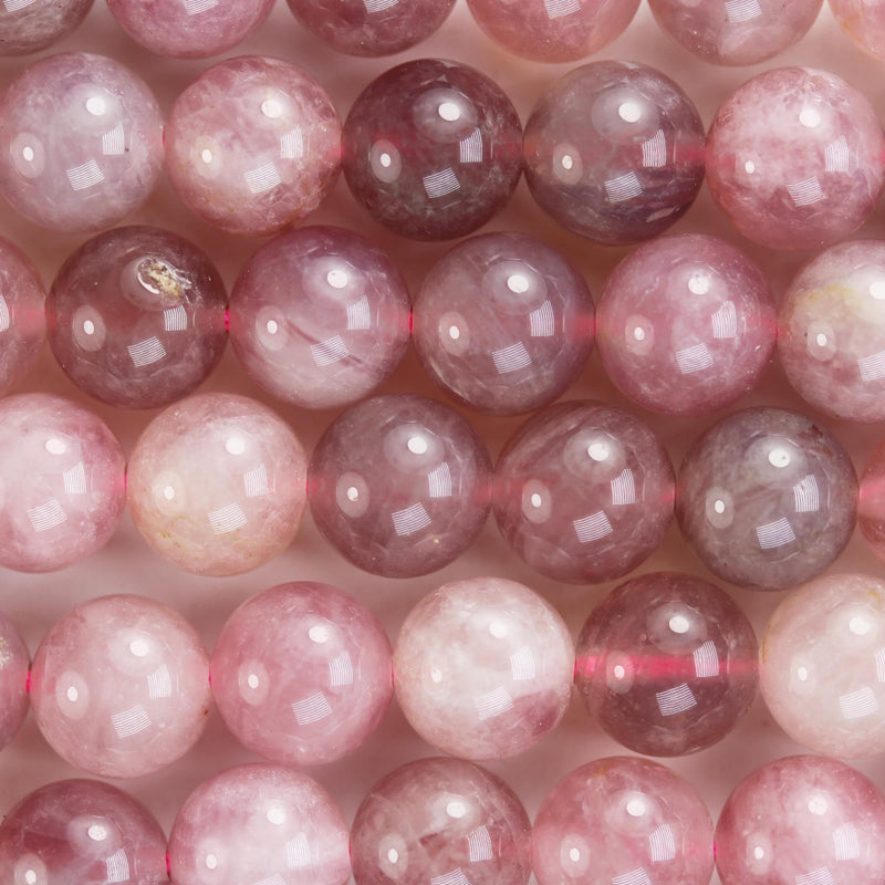 Natural Madagascar Rose Quartz Gemstone, pink and purple color 8mm round strand, 16" strand, about 47 beads, hole 1mm