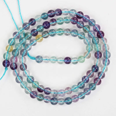 Fluorite, 4mm round  gemstone strand, one full strand, hole 0.8mm, about 95 beads