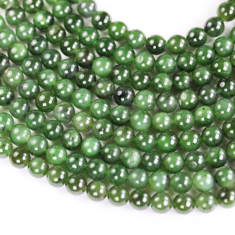 Genuine Natural Green Russian Jade, 7/8/9mm round gemstone, one full strand green beads strand, 1mm hole, 16"