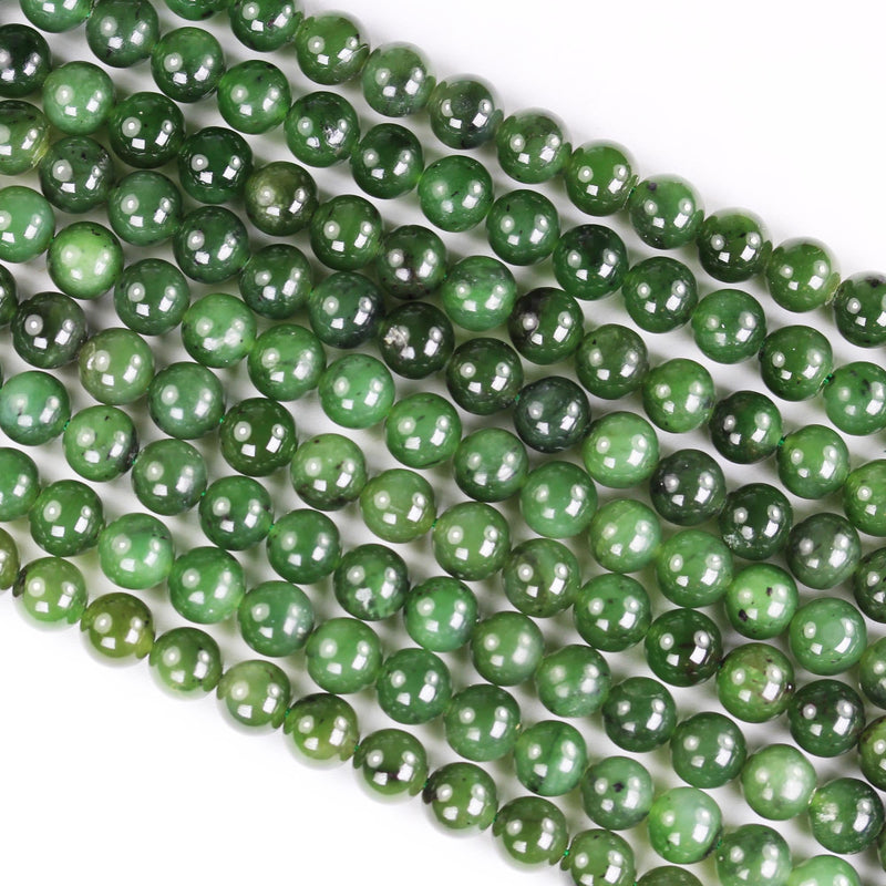 Genuine Natural Green Russian Jade, 7/8/9mm round gemstone, one full strand green beads strand, 1mm hole, 16"