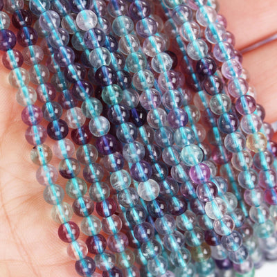 Fluorite, 4mm round  gemstone strand, one full strand, hole 0.8mm, about 95 beads