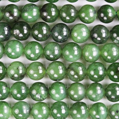 Genuine Natural Green Russian Jade, 7/8/9mm round gemstone, one full strand green beads strand, 1mm hole, 16"