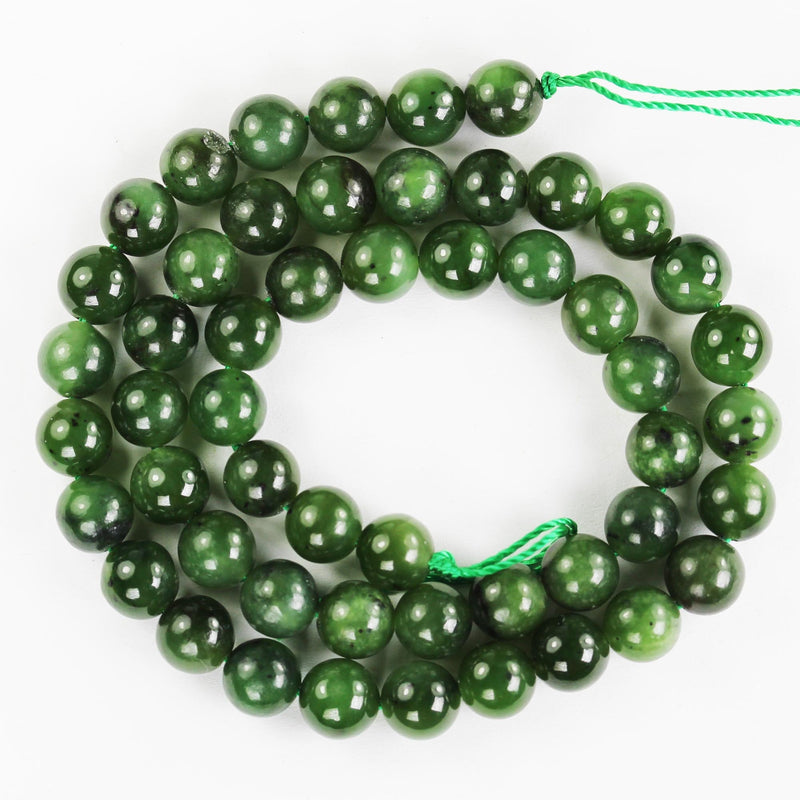 Genuine Natural Green Russian Jade, 7/8/9mm round gemstone, one full strand green beads strand, 1mm hole, 16"