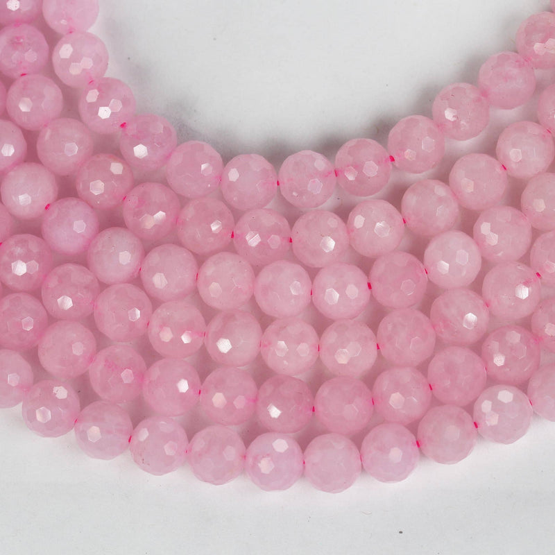 Genuine natural Madagascar rose quartz gemstone purple pink 10mm faceted round strand, 16inch , about 38 beads, hole1mm