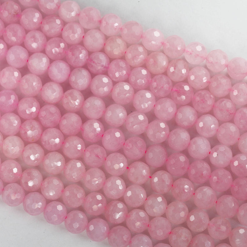 Genuine natural Madagascar rose quartz gemstone purple pink 10mm faceted round strand, 16inch , about 38 beads, hole1mm