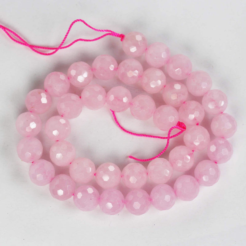 Genuine natural Madagascar rose quartz gemstone purple pink 10mm faceted round strand, 16inch , about 38 beads, hole1mm