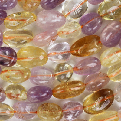 Natural Citrine and Amethyst, 10mm*8mm Natural Nugget Shape Gemstone Beads, 16 inch , 1mm hole