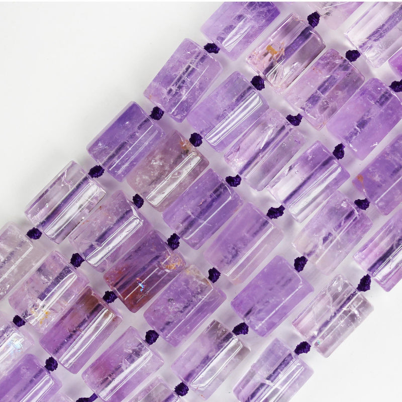 Natural Amethyst, 18x12mm tube gemstone, one full strand natural gemstone, 15.5", about 20 beads, 1.5mm hole