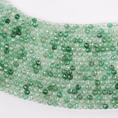 Green Strawberry Quartz, 3mm faceted round gemstone strand, 15.5inch , about 90 beads , 0.8mm hole