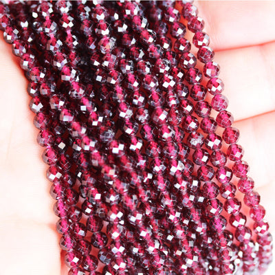 Natural garnet, 4mm faceted round gemstone, one full strand  gemstone, hole 0.6mm, 16"