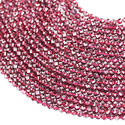 Natural garnet, 4mm faceted round gemstone, one full strand  gemstone, hole 0.6mm, 16"