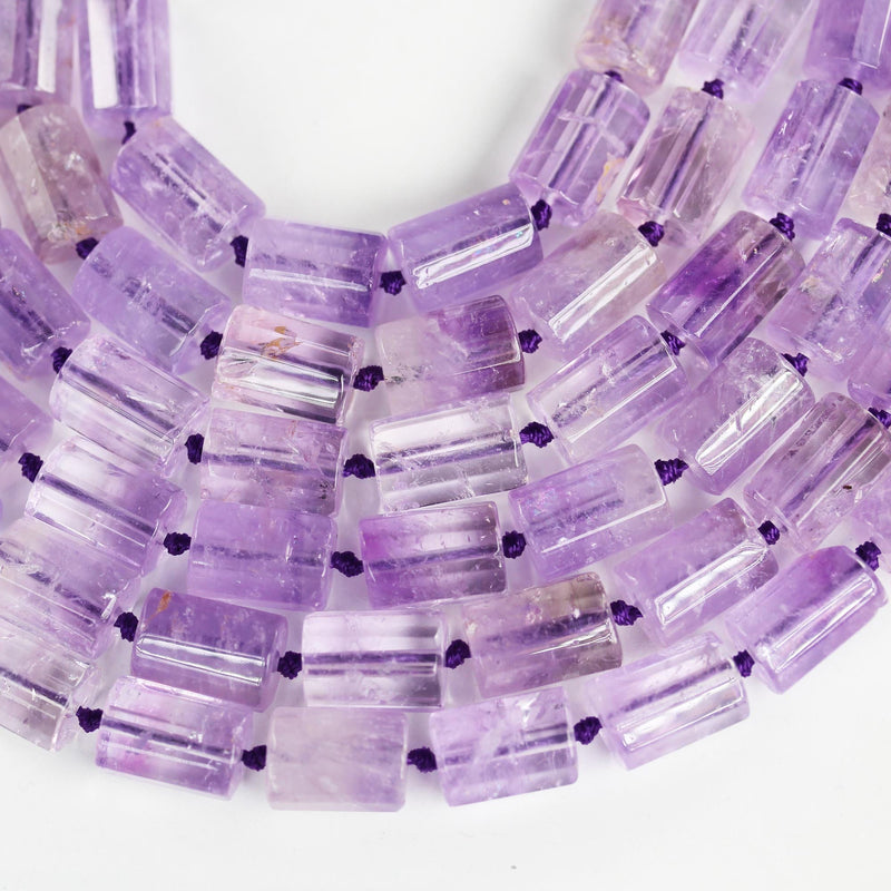 Natural Amethyst, 18x12mm tube gemstone, one full strand natural gemstone, 15.5", about 20 beads, 1.5mm hole