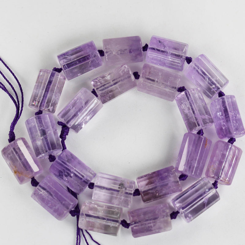 Natural Amethyst, 18x12mm tube gemstone, one full strand natural gemstone, 15.5", about 20 beads, 1.5mm hole