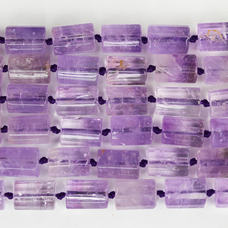 Natural Amethyst, 18x12mm tube gemstone, one full strand natural gemstone, 15.5", about 20 beads, 1.5mm hole