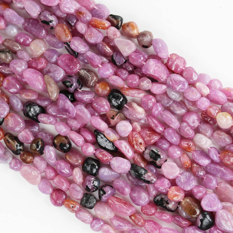 Natural Ruby, 6*7mm nugget , one full strand natural nugget shape gemstone beads, 16", 0.8mm hole