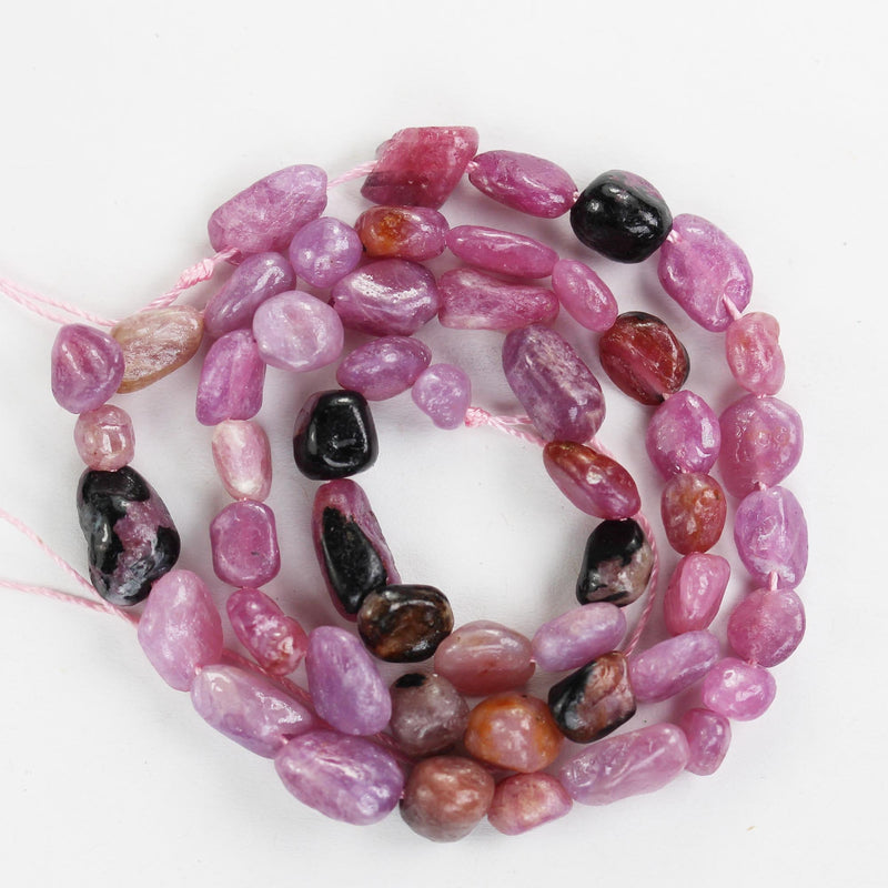 Natural Ruby, 6*7mm nugget , one full strand natural nugget shape gemstone beads, 16", 0.8mm hole