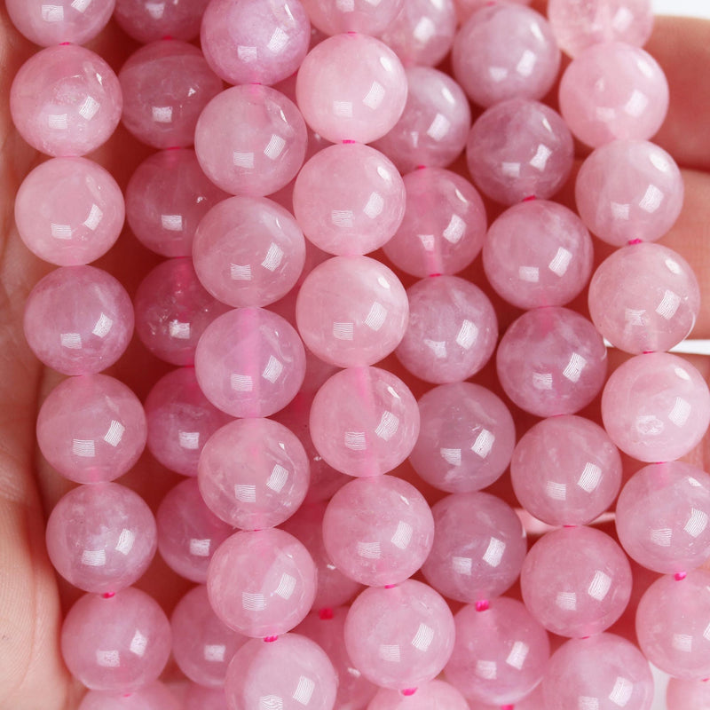 Natural Madagascar Rose Quartz Gemstone, pink 10mm round strand, 16" strand, about 36 beads, hole 1mm