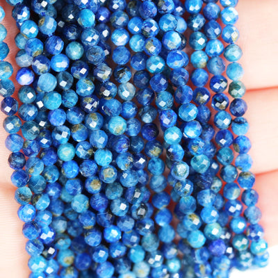 Kyanite, 3mm faceted round natural gemstone beads, 15.5", 0.6mm hole, about 120 beads