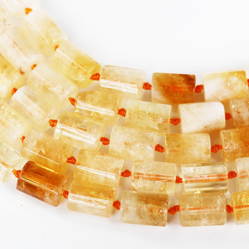 Natural Citrine , 12*17mm Faceted Tube Gemstone Strand, 15.5 inch, 1.5mm hole, about 21beads