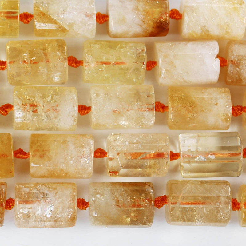 Natural Citrine , 12*17mm Faceted Tube Gemstone Strand, 15.5 inch, 1.5mm hole, about 21beads