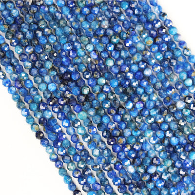 Kyanite, 3mm faceted round natural gemstone beads, 15.5", 0.6mm hole, about 120 beads