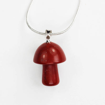 Natural Gemstone Mushroom Pendant, Aventurine, rose quartz, dyed agate, red jasper pendant with silver bail