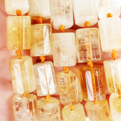 Natural Citrine , 12*17mm Faceted Tube Gemstone Strand, 15.5 inch, 1.5mm hole, about 21beads