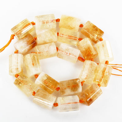 Natural Citrine , 12*17mm Faceted Tube Gemstone Strand, 15.5 inch, 1.5mm hole, about 21beads