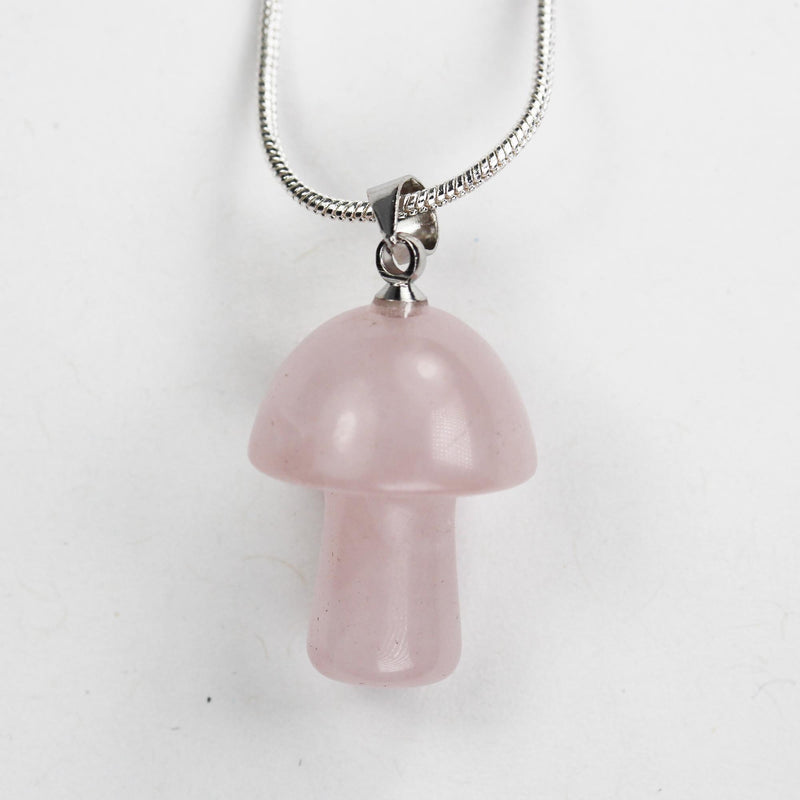 Natural Gemstone Mushroom Pendant, Aventurine, rose quartz, dyed agate, red jasper pendant with silver bail