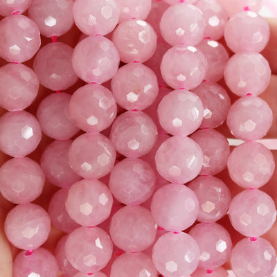 Genuine natural Madagascar rose quartz gemstone purple pink 12mm faceted round strand, 16inch , about 33 beads, hole1mm