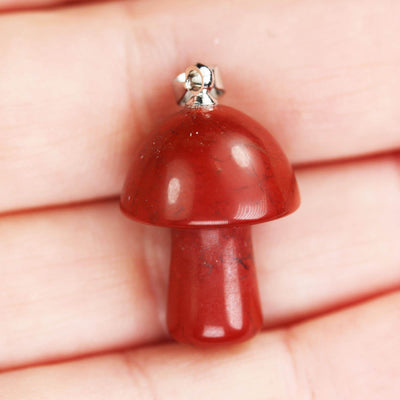 Natural Gemstone Mushroom Pendant, Aventurine, rose quartz, dyed agate, red jasper pendant with silver bail