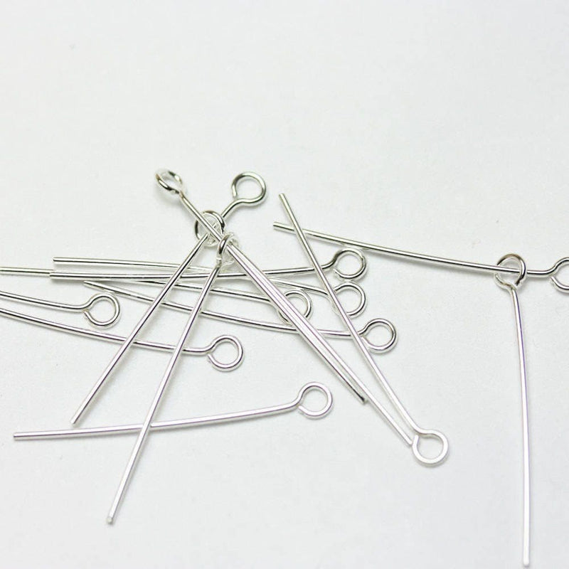 Silver Eyepins Silver Findings 20pcs Silver Eye Pin 925 sterling silver ,30mm,24gauge thick, hole about 1.5mm