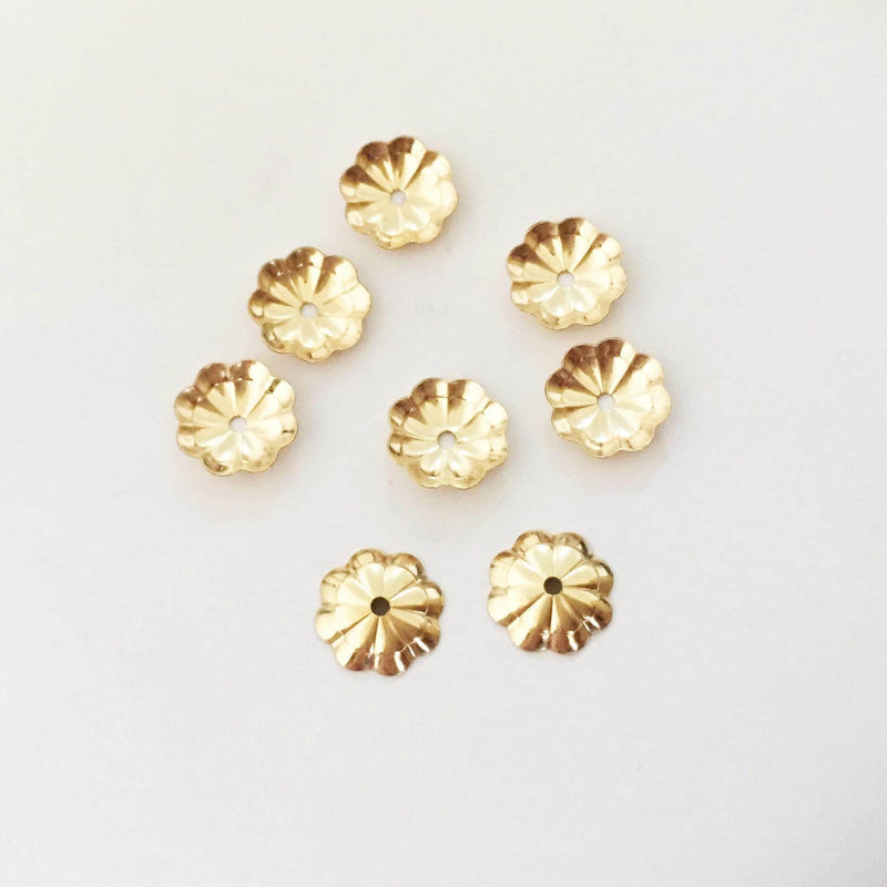 14k gold filled bead cap 10pcs jewelry making findings round bead cap,3/4/5/6mm bead cap,1mm hole