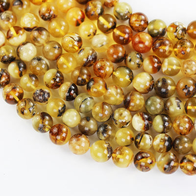 Natural Amber Stones Beads, 9mm Round Jewelry Supplies Beads, Baltic Amber stones, Polished Natural Beads, 16inch ,0.8mm hole,About 45 Beads