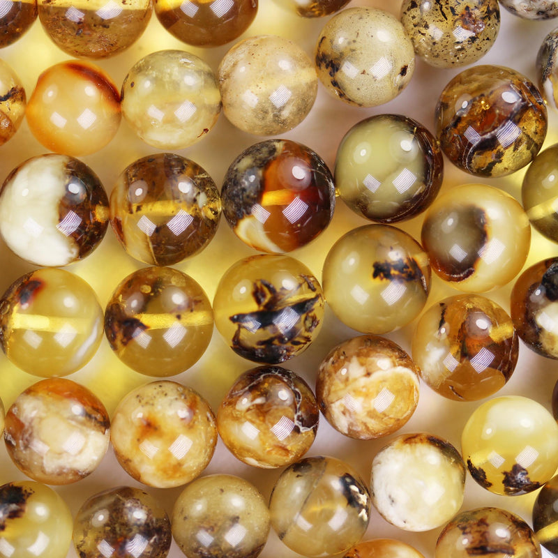 Natural Amber Stones Beads, 9mm Round Jewelry Supplies Beads, Baltic Amber stones, Polished Natural Beads, 16inch ,0.8mm hole,About 45 Beads