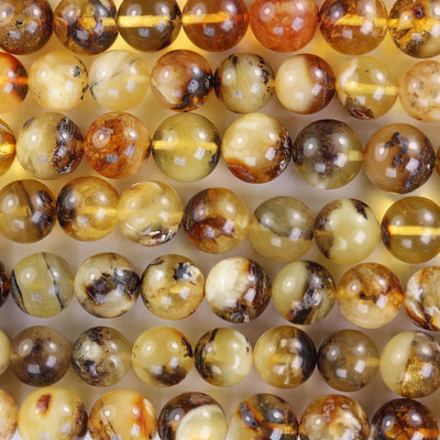 Natural Amber Stones Beads, 9mm Round Jewelry Supplies Beads, Baltic Amber stones, Polished Natural Beads, 16inch ,0.8mm hole,About 45 Beads