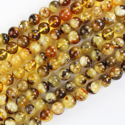 Natural Amber Stones Beads, 9mm Round Jewelry Supplies Beads, Baltic Amber stones, Polished Natural Beads, 16inch ,0.8mm hole,About 45 Beads