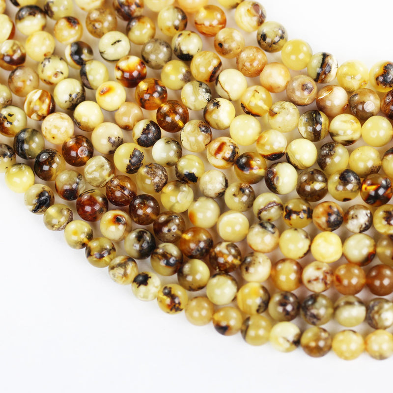 Natural Amber Stones Beads,7mm Round Jewelry Beads, Baltic Amber stones, Polished Natural Beads, 16inch , 0.8mm hole, About 53 Beads