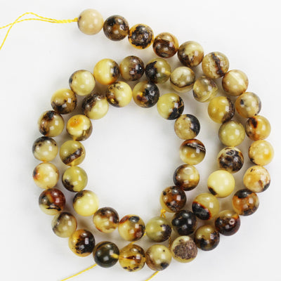 Natural Amber Stones Beads,7mm Round Jewelry Beads, Baltic Amber stones, Polished Natural Beads, 16inch , 0.8mm hole, About 53 Beads